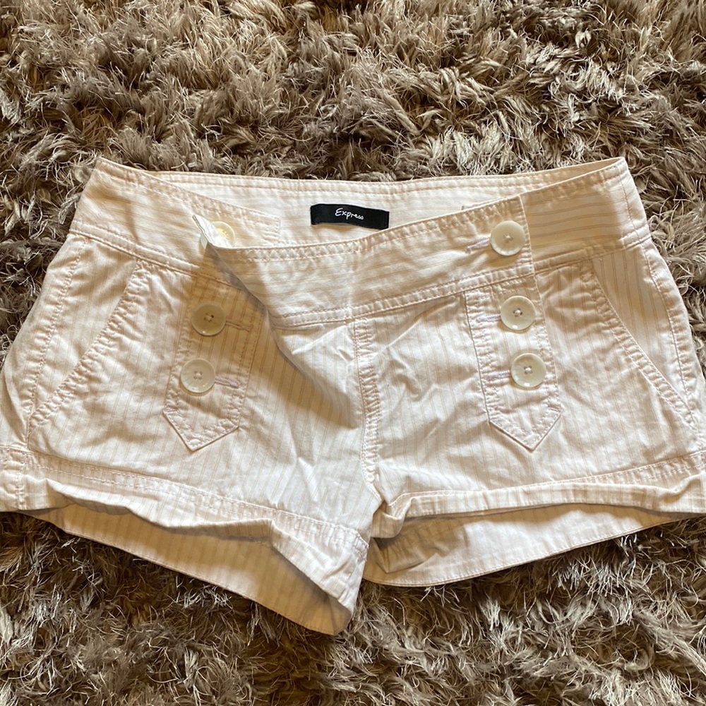 Express striped button shorts